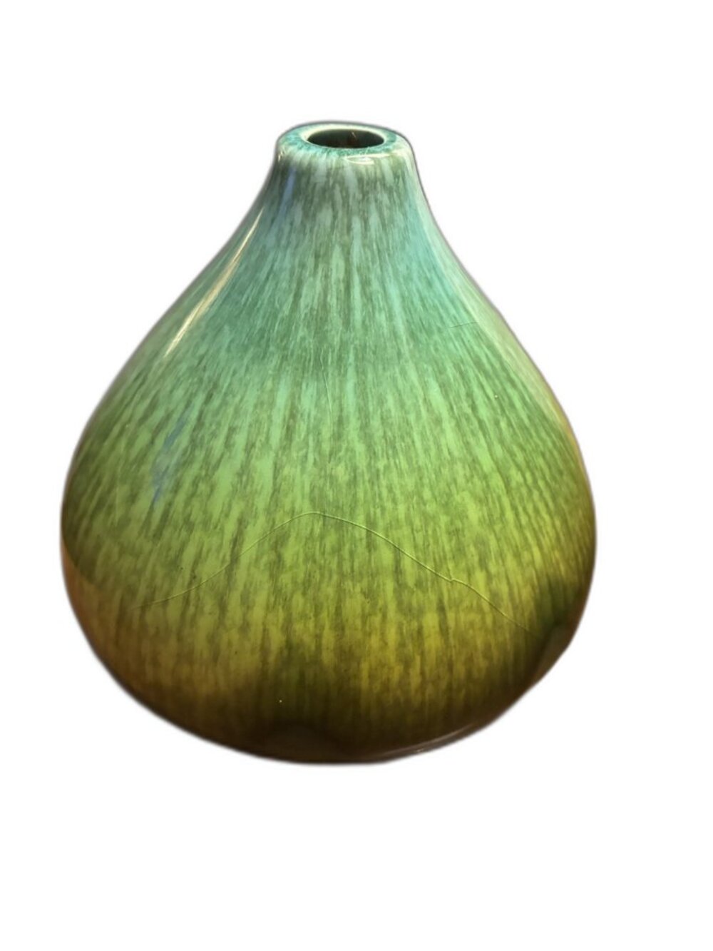 Vintage Japan Ceramic Bud Vase Green Glaze Teardrop MCM